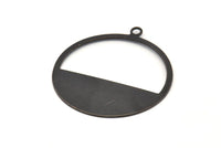 Black Round Charm, 4 Oxidized Black Brass Round Charms With 1 Loop, Earrings, Pendants, Findings (41x38x0,80mm) D0693 S1003