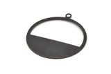 Black Round Charm, 4 Oxidized Black Brass Round Charms With 1 Loop, Earrings, Pendants, Findings (41x38x0,80mm) D0693 S1003
