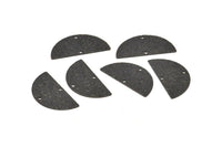 Black Semi Circle Charm, 12 Oxidized Black Brass Textured Half Moon Blanks With 2 Holes, Earrings, Pendants (25x12x0.60mm) D0792 S1002