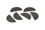 Black Semi Circle Charm, 12 Oxidized Black Brass Textured Half Moon Blanks With 2 Holes, Earrings, Pendants (25x12x0.60mm) D0792 S1002