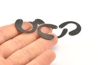 Black Geometric Charm, 12 Oxidized Black Brass Textured U Shaped Pendants With 3 Holes, Charms, Findings (20x24x0.60mm) D908 S1001