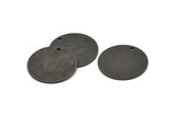Black Round Tag, 4 Oxidized Black Brass Textured Round Stamping Blanks With 1 Hole, Charms, Pendants, Findings (21x1mm) D0763 S1000