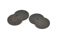 Black Round Tag, 4 Oxidized Black Brass Textured Round Stamping Blanks With 1 Hole, Charms, Pendants, Findings (21x1mm) D0763 S1000