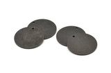 Black Round Tag, 4 Oxidized Black Brass Textured Round Stamping Blanks With 1 Hole, Charms, Pendants, Findings (21x1mm) D0763 S1000