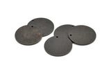 Black Round Tag, 4 Oxidized Black Brass Textured Round Stamping Blanks With 1 Hole, Charms, Pendants, Findings (21x1mm) D0763 S1000