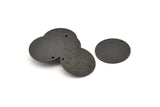 Black Round Tag, 4 Oxidized Black Brass Textured Round Stamping Blanks With 1 Hole, Charms, Pendants, Findings (21x1mm) D0763 S1000
