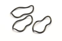 Black Oval Connector, 12 Oxidized Black Brass Wavy Oval Connectors Without Hole, Findings (35x19x0.80mm) D0780 S999