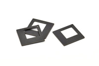 Black Square Charm, 4 Oxidized Black Brass Square Charms With 1 Hole, Pendants, Earrings (23x1mm) D0756 S998