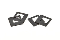 Black Square Charm, 4 Oxidized Black Brass Square Charms With 1 Hole, Pendants, Earrings (23x1mm) D0756 S998