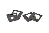 Black Square Charm, 4 Oxidized Black Brass Square Charms With 1 Hole, Pendants, Earrings (23x1mm) D0756 S998