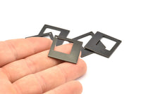 Black Square Charm, 4 Oxidized Black Brass Square Charms With 1 Hole, Pendants, Earrings (23x1mm) D0756 S998