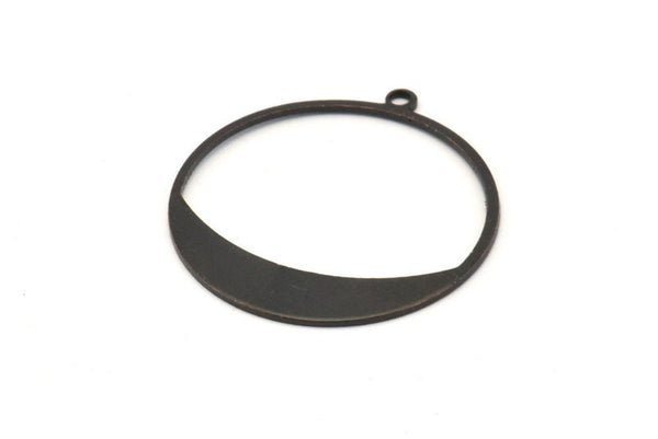 Siyah Yuvarlak Charm, 1 Döngülü 10 Oksitlenmiş Siyah Pirinç Yuvarlak Charm, Küpeler, Bulgular (31x29x0,70mm) D0741 S996