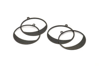 Siyah Yuvarlak Charm, 1 Döngülü 10 Oksitlenmiş Siyah Pirinç Yuvarlak Charm, Küpeler, Bulgular (31x29x0,70mm) D0741 S996