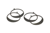 Siyah Yuvarlak Charm, 1 Döngülü 10 Oksitlenmiş Siyah Pirinç Yuvarlak Charm, Küpeler, Bulgular (31x29x0,70mm) D0741 S996
