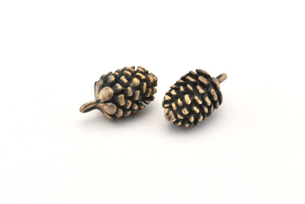 Kozalaklı Koni Kolye, 1 Oksitlenmiş Bronz Kozalaklı Koni Tılsımı, Kolye Uçları, Küpeler, Buluntular (22x11mm) N0863