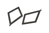 Black Diamond Charm, 4 Oxidized Black Brass Rhombus Charms With 1 Loop, Pendants, Earrings, Findings (55x31x1mm) D0703 S1007