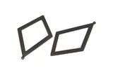Black Diamond Charm, 4 Oxidized Black Brass Rhombus Charms With 1 Loop, Pendants, Earrings, Findings (55x31x1mm) D0703 S1007
