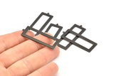 Siyah Dikdörtgen Charm, 1 Halkalı 4 Oksitlenmiş Siyah Pirinç Dikdörtgen Charm, Küpeler, Kolye Uçları, Bulgular (40x15x1mm) D0682 S1009