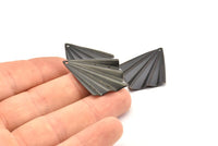 Black Fan Charm, 6 Oxidized Black Brass Fan Shaped Charm Earrings With 1 Hole, Findings (35x27x0.50mm) D0740 S1013
