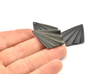 Black Fan Charm, 6 Oxidized Black Brass Fan Shaped Charm Earrings With 1 Hole, Findings (35x27x0.50mm) D0740 S1013