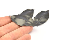 Black Leaf Charm, 6 Oxidized Black Brass Leaf Charms With 1 Hole, Earrings, Findings, Pendants (53x23x0.40mm) D0770 S860