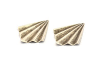 Silver Fan Charm, 6 Antique Silver Plated Brass Fan Shaped Charm Earrings With 1 Hole, Findings (35x27x0.50mm) D0740 H0853