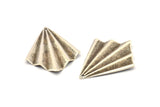 Silver Fan Charm, 6 Antique Silver Plated Brass Fan Shaped Charm Earrings With 1 Hole, Findings (35x27x0.50mm) D0740 H0853