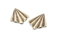 Silver Fan Charm, 6 Antique Silver Plated Brass Fan Shaped Charm Earrings With 1 Hole, Findings (35x27x0.50mm) D0740 H0853