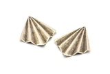 Silver Fan Charm, 6 Antique Silver Plated Brass Fan Shaped Charm Earrings With 1 Hole, Findings (35x27x0.50mm) D0740 H0853