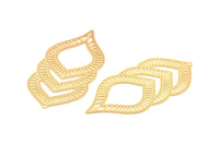 Gold Earring Charm, 2 Gold Plated Brass Textured Ethnic Motif Earring Charms With 1 Loop Pendants, Findings (60x29mm) E432