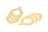 Gold Earring Charm, 2 Gold Plated Brass Textured Ethnic Motif Earring Charms With 1 Loop Pendants, Findings (60x29mm) E432