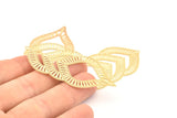 Gold Earring Charm, 2 Gold Plated Brass Textured Ethnic Motif Earring Charms With 1 Loop Pendants, Findings (60x29mm) E432