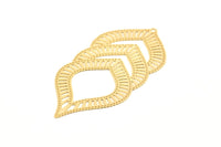 Gold Earring Charm, 2 Gold Plated Brass Textured Ethnic Motif Earring Charms With 1 Loop Pendants, Findings (60x29mm) E432
