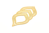 Gold Earring Charm, 2 Gold Plated Brass Textured Ethnic Motif Earring Charms With 1 Loop Pendants, Findings (60x29mm) E432