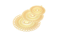 Gold Earring Charm, 2 Gold Plated Brass Ethnic Motif Earring Charms With 1 Loop Pendants, Findings (70x44mm) E536 Q1043