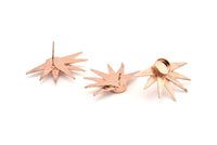 Rose Gold Sun Earring, 2 Rose Gold Plated Brass Sunshine Stud Earrings - Pad Size 8mm N0700 Q0819