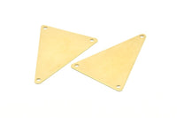 Pirinç Üçgen Charm, 3 Delikli 24 Ham Pirinç Üçgen Damgalama Boşluğu, Küpeler, Bulgular (35x25mm) A1156