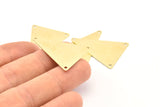 Pirinç Üçgen Charm, 3 Delikli 24 Ham Pirinç Üçgen Damgalama Boşluğu, Küpeler, Bulgular (35x25mm) A1156