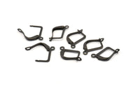 Plain Leverback Earring, 50 Oxidized Black Brass Plain Leverback Earring Findings (13x10mm) Brsl 90 A0961 S965