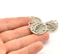 Silver Eye Pendant, 2 Antique Silver Plated Brass Round Eye Charm Pendants, Earrings, Findings (28x23mm) N0878 H0889