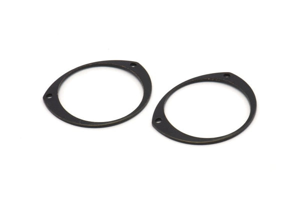 Black Circle Connector, 24 Oxidized Black Brass Circle Connectors With 2 Holes, Findings (26x22x0.80mm) D0743 S1023