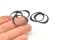 Black Circle Connector, 24 Oxidized Black Brass Circle Connectors With 2 Holes, Findings (26x22x0.80mm) D0743 S1023