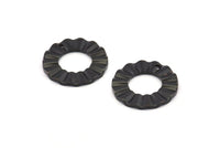 Black Ring Charm, 8 Oxidized Black Brass Wavy Round Charm Earrings With 1 Hole, Findings (18x1mm) D889 S1024