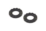 Black Ring Charm, 8 Oxidized Black Brass Wavy Round Charm Earrings With 1 Hole, Findings (18x1mm) D889 S1024