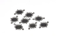 Black Sunny Connector, 50 Oxidized Black Brass Textured Sunny Connectors With 2 Loops (18x13x0.50mm) D0733 S1025