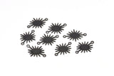 Black Sunny Connector, 50 Oxidized Black Brass Textured Sunny Connectors With 2 Loops (18x13x0.50mm) D0733 S1025