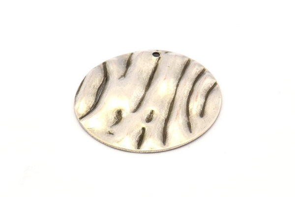 Gümüş Dalgalı Disk, 1 Delikli 6 Antik Gümüş Kaplamalı Pirinç Dalgalı Disk, Küpeler, Bulgular (25x0.60mm) D871