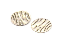 Gümüş Dalgalı Disk, 1 Delikli 6 Antik Gümüş Kaplamalı Pirinç Dalgalı Disk, Küpeler, Bulgular (25x0.60mm) D871