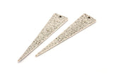 Hammered Triangle Charm, 3 Antique Silver Plated Brass Hammered Long Triangle Charms, Pendant, Earring Findings (11x50x1.2mm) N0276 H0905