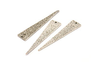 Hammered Triangle Charm, 3 Antique Silver Plated Brass Hammered Long Triangle Charms, Pendant, Earring Findings (11x50x1.2mm) N0276 H0905
